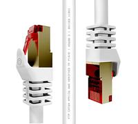 Duronic WE 50m Network Cable CAT6a Ethernet LAN Patch Cat 6 A RJ45 Wire Gigabit FTP Gold Headed Shielded - High Speed 600MHz Premium Quality | Modem | Router | White