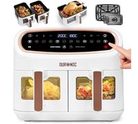 Duronic XXL Air Fryer AF34 WE 10L Digital Family Size Air Fryers Oil Free Triple Drawers 10in1 Dual Zone Extra Large AirFryer for Family Cooking with Dishwasher Safe Non-Stick Baskets White