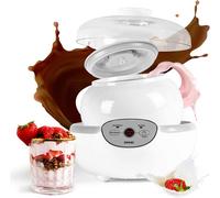 Duronic Ym1 Yoghurt Maker Machine With Large 1.5 Litre Ceramic Pot, Digital Display With Timer & Keep Warm Function, 20W - White