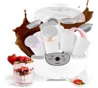 Duronic Ym2 Yoghurt Maker Machine With 8 Individual Ceramic Pots, Digital Display With Timer & Keep Warm Function, 20W - White
