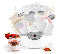 Duronic Yoghurt Makers YM2 Electric Yogurt Maker with Eight 125ml Ceramic Pots Digital Yogurt Making Machine for Homemade Natural Greek Yoghurt 20W Cheese Maker for Healthy Breakfast Protein Snack