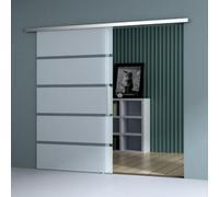 Durovin 1025 × 2050mm Internal Sliding Glass Door - 8mm Frosted Sectioned Tempered Glass, Premium Hardware, Bar Handle, Heavy-Duty 5ft Track for Bathroom, Kitchen, Living Room & Bedroom