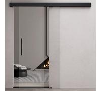 Durovin 775 * 2050mm Internal Sliding Glass Door - Clear - Black Bar Handle & Rail - with Soft Close & Track 5ft for Bathrooms Kitchens Living Room Bedroom