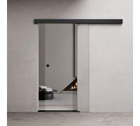 Durovin 775 * 2050mm internal Sliding Glass Door - Clear - Black Round Handle & Rail - Track 5ft