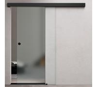 Durovin 775 * 2050mm Internal Sliding Glass Door - Fully Frosted - Black Round Handle & Rail - with Track 5ft for Bathrooms Kitchens Living Room Bedroom