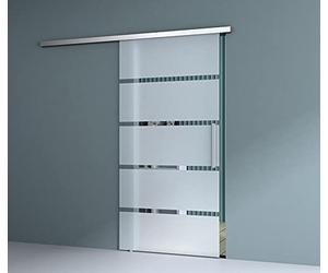 Durovin 900 * 2050mm Internal Sliding Glass Door - Frosted Sections - Bar Handle - with Soft Close & Track 6.7ft for Bathrooms Kitchens Living Room Bedroom