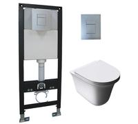 Durovin Bathrooms 1.16M Concealed Cistern Frame With Rectangular Dual Flush Plate For Wall Hung Toilet-Toilet Pan Is Not Include