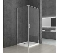 Durovin Bathrooms 1000 x 1000mm Corner Shower Enclosure Cubicle - Pivot Door Left Hand Side Handle