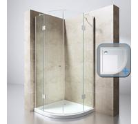 Durovin Bathrooms 1000 X 1000mm Quadrant Shower Enclosure, Double Hinged Door, 8mm Safety Glass With Acrylic Shower Tray