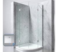 Durovin Bathrooms 1000 X 1000mm Quadrant Shower Enclosure, Double Hinged Door Cubicle, 8mm Safety Glass With Acrylic Shower Tray