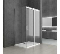 Durovin Bathrooms 1000 x 800mm Sliding Door L Shape Rectangular Frameless Shower Enclosure - 8mm Safety Clear Glass