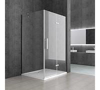 Durovin Bathrooms 1000mm x 900mm Frameless Shower Enclosure with L Shape Rectangular - Hinged Door and Clear Panel - Hinged Door Clear Panel - Include Anti-Slip Acrylic Tray