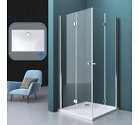 Durovin Bathrooms 1000X800mm Double Bifold Doors Shower Enclosure With Anti Slip Tray Transparent L Shape 6mm Safety Glass