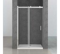 Durovin Bathrooms 1050mm Frameless Reversible Shower Sliding Door 8mm Thick Transparent Safety Glass Side Aluminium Strip Mount