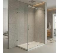 Durovin Bathrooms 1100 x 1000mm L Shape Rectangular Frameless Shower Enclosure - Sliding Door - 8mm Safety Clear Glass
