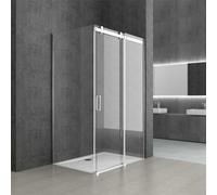 Durovin Bathrooms 1100 x 800mm L Shape Rectangular Frameless Shower Enclosure - Sliding Door - 8mm Safety Clear Glass with Acrylic Shower Tray