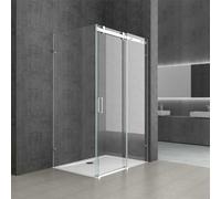 Durovin Bathrooms 1100 x 900mm L Shape Rectangular Frameless Shower Enclosure - Sliding Door - 8mm Safety Clear Glass