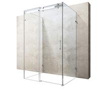 Durovin Bathrooms 1150 x 900mm U Shape Rectangular Framless Shower Enclosure - Sliding Door & 2X Side Screen - 8mm Safety Clear Glass