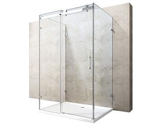 Durovin Bathrooms 1200 x 900mm U Shape Rectangular Framless Shower Enclosure with Acrylic Shower Tray - Sliding Door & 2X Side Screen - 8mm Safety Clear Glass