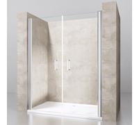 Durovin Bathrooms 1200mm Double Shower Door With Frameless Pivot Hinge Style Reversible Shower Enclosure Door 6mm Safety Glass