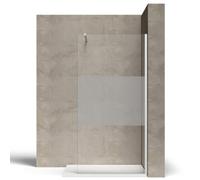 Durovin Bathrooms 1300mm Walkin Shower Screen 2000 mm High - 8mm Safety Frosted Strip Glass -Wet Room Shower Enclosure