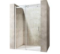 Durovin Bathrooms 1350mm Frameless Reversible Shower Sliding Door - 8mm Thick Transparent Safety Glass - Side Aluminium Strip Mount