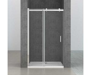 Durovin Bathrooms 1350mm Frameless Reversible Shower Sliding Door 8mm Thick Transparent Safety Glass Side Aluminium Strip Mount