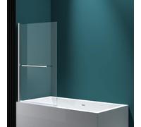 Durovin Bathrooms 1400 x 800mm Over Bath Shower Screen 180° Pivot Door Glass Panels & Screens for Baths, 6mm Toughened Safety Glass, Towel Rail Handle Bar