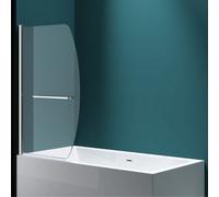 Durovin Bathrooms 1400 X 960mm Curved Over Bath Shower Screen 180 Degree Pivot Door, 6mm Glass