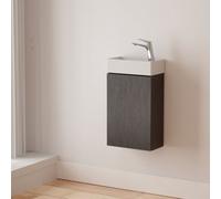 Durovin Bathrooms 400mm Wall Mounted Cabinet Vanity Unit Include Basin For Cloakroom Bathroom 710X220mm Black