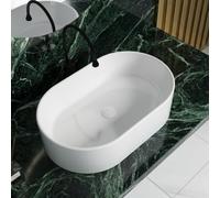 Durovin Bathrooms 560 x 350 x 145mm Ceramic Bathroom Basin - Countertop Sink Vessel - Oval Washing Bowl Upright Wall Flat Bottom-Slim Edge