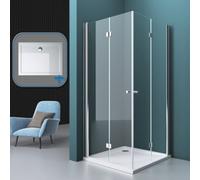 Durovin Bathrooms 700X700mm Double Bifold Doors Shower Enclosure With Acrylic Tray Transparent Square Shape 6mm Safety Glass