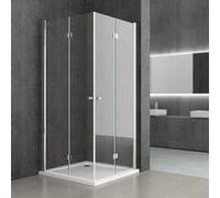 Durovin Bathrooms 800 X 800mm Double Folding Glass Shower Door Corner Entry Square Shape 6mm Safety Glass
