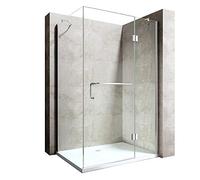 Durovin Bathrooms 900 x 700mm Shower Enclosure with Anti Slip Acrylic Tray - Hinged Door with Towel Rail - 8mm Safety Clear Glass - L Shape Rectangula Shower Cubicle