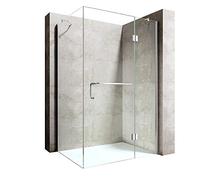 Durovin Bathrooms 900 x 750mm Shower Enclosure - Hinged Door with Towel Rail - 8mm Safety Clear Glass - L Shape Rectangula Shower Cubicle