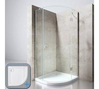 Durovin Bathrooms 900X900mm Quadrant Frameless Shower Enclosure Hinged Door Corner Entry 8mm Safety Clear Glass With Shower Tray
