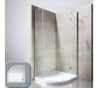Durovin Bathrooms 900X900mm Quadrant Frameless Shower Enclosure Hinged Door Corner Entry 8mm Safety Glass With Anti Slip Tray