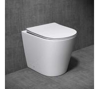 Durovin Bathrooms Back To Wall Rimless Toilet - Short Projection - Include Wc Pan With Soft Close Seat Quick Release (D Shape)