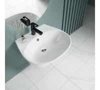 Durovin Bathrooms Ceramic Basin Wall Hung Bathroom Sink - Single Faucet Hole With Overflow