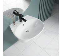 Durovin Bathrooms Ceramic Basin Wall Hung Bathroom Sink - Single Tap Hole with Overflow - 490 x 445 x 340mm (WxDxH)