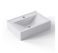 Durovin Bathrooms Ceramic Basin - Wall Hung or Counter Top Mount Sink - Single Tap Hole Without Overflow - Rectangular 450 x 305mm (WXD)