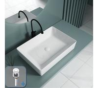 Durovin Bathrooms Ceramic Bathroom Basin-510X365mm Countertop Mounted Bathroom Vessel Rectangular With Popup Waste Plug
