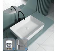 Durovin Bathrooms Ceramic Bathroom Basin-510X365mm Countertop Mounted Bathroom Vessel Rectangular With Square Waste Plug&bottle