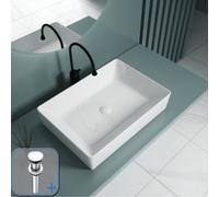 Durovin Bathrooms Ceramic Bathroom Basin-510X365mm Countertop Mounted Bathroom Vessel Rectangular With Round Waste Plug