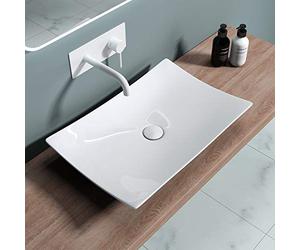 Durovin Bathrooms Ceramic Bathroom Basin - Countertop Sink Modern Rectangular Vessel Sink - 600 x 395mm (WXD)