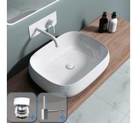 Durovin Bathrooms Ceramic Bathroom Basin - Countertop Sink Rectangular Washing Bowl 560X440X155mm With Square Waste Plug&bottle