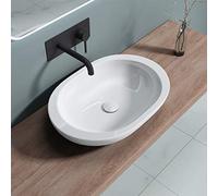 Durovin Bathrooms Ceramic Bathroom Basin - Countertop Sink Vessel - Oval Washing Bowl Flat Rim (590 x 400 x 115mm)