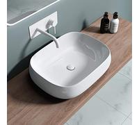 Durovin Bathrooms Ceramic Bathroom Basin - Countertop Sink Vessel - Rectangular Washing Bowl Curved Wall (560 x 440 x 155mm)