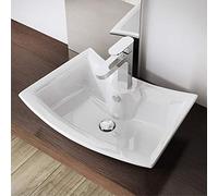 Durovin Bathrooms Ceramic Bathroom Basin - Countertop Sink Vessel - Single Tap Hole with Overflow - Curved Rectangular (500 x 380 x 135mm)