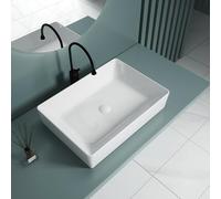 Durovin Bathrooms Ceramic Bathroom Basin- No Tap Hole 510 x 365 Countertop Mounted Bathroom Vessel Rectangular